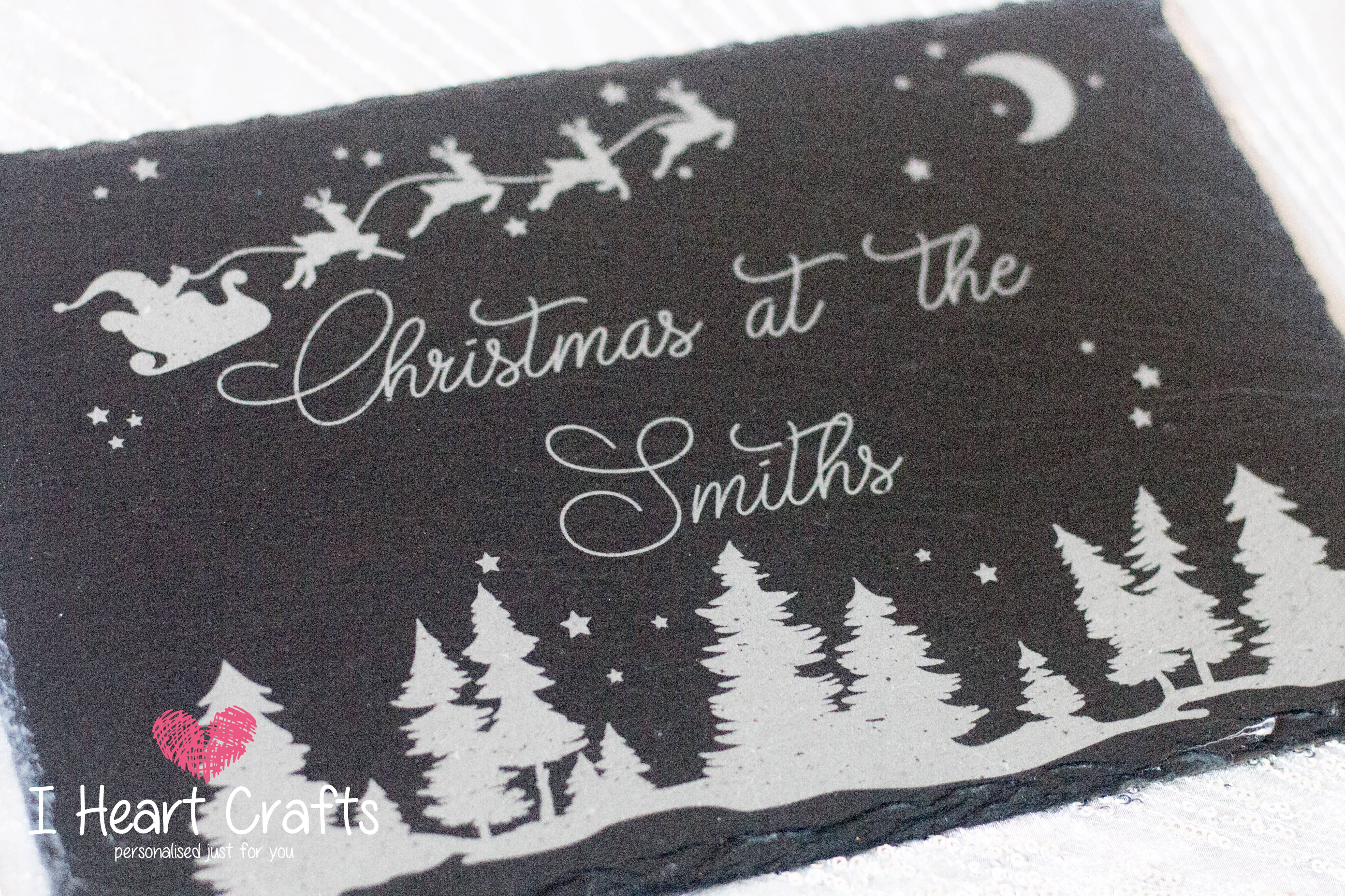 Rustic Engraved Personalised Slate Christmas placemat craft product